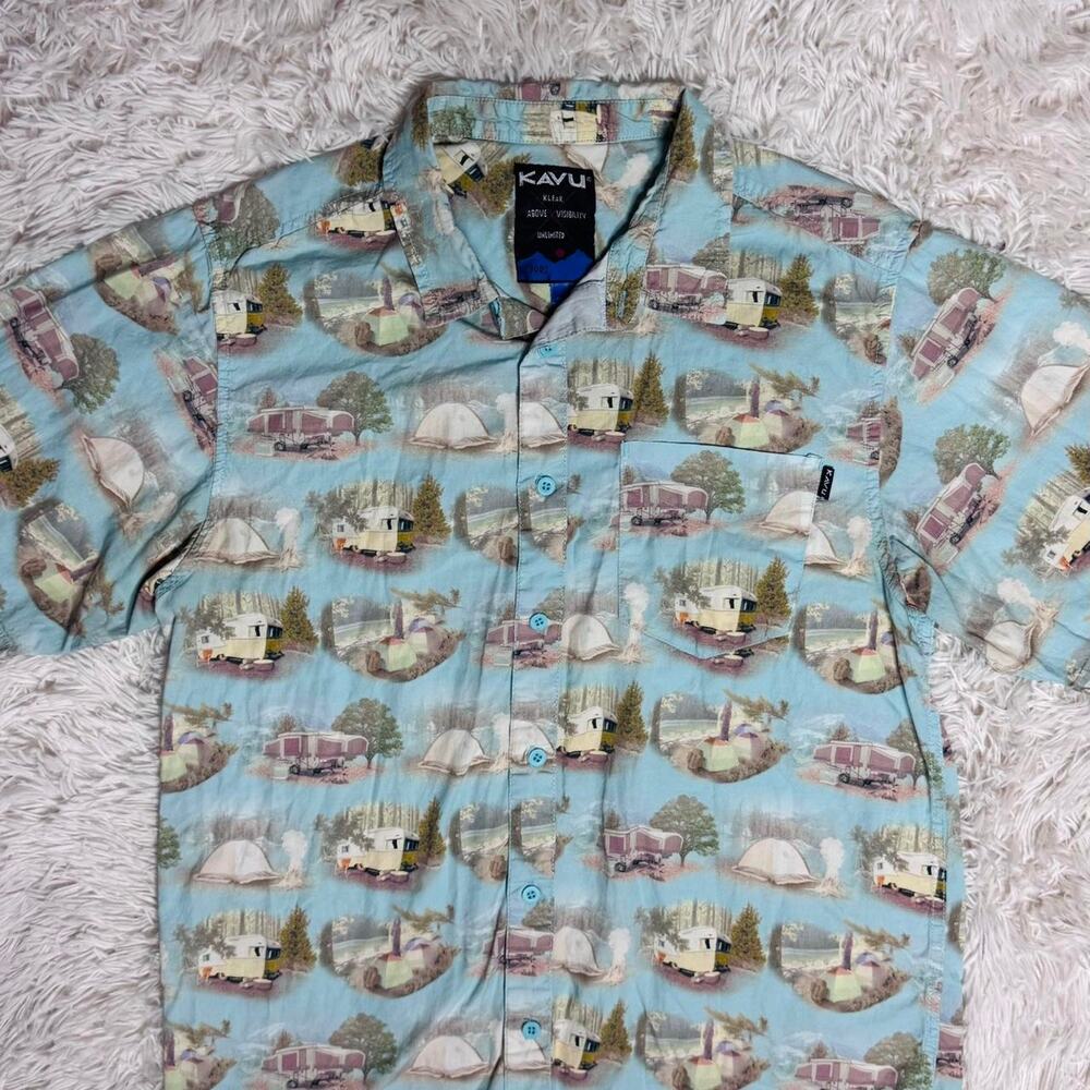 Super cool blue unique kavu button up